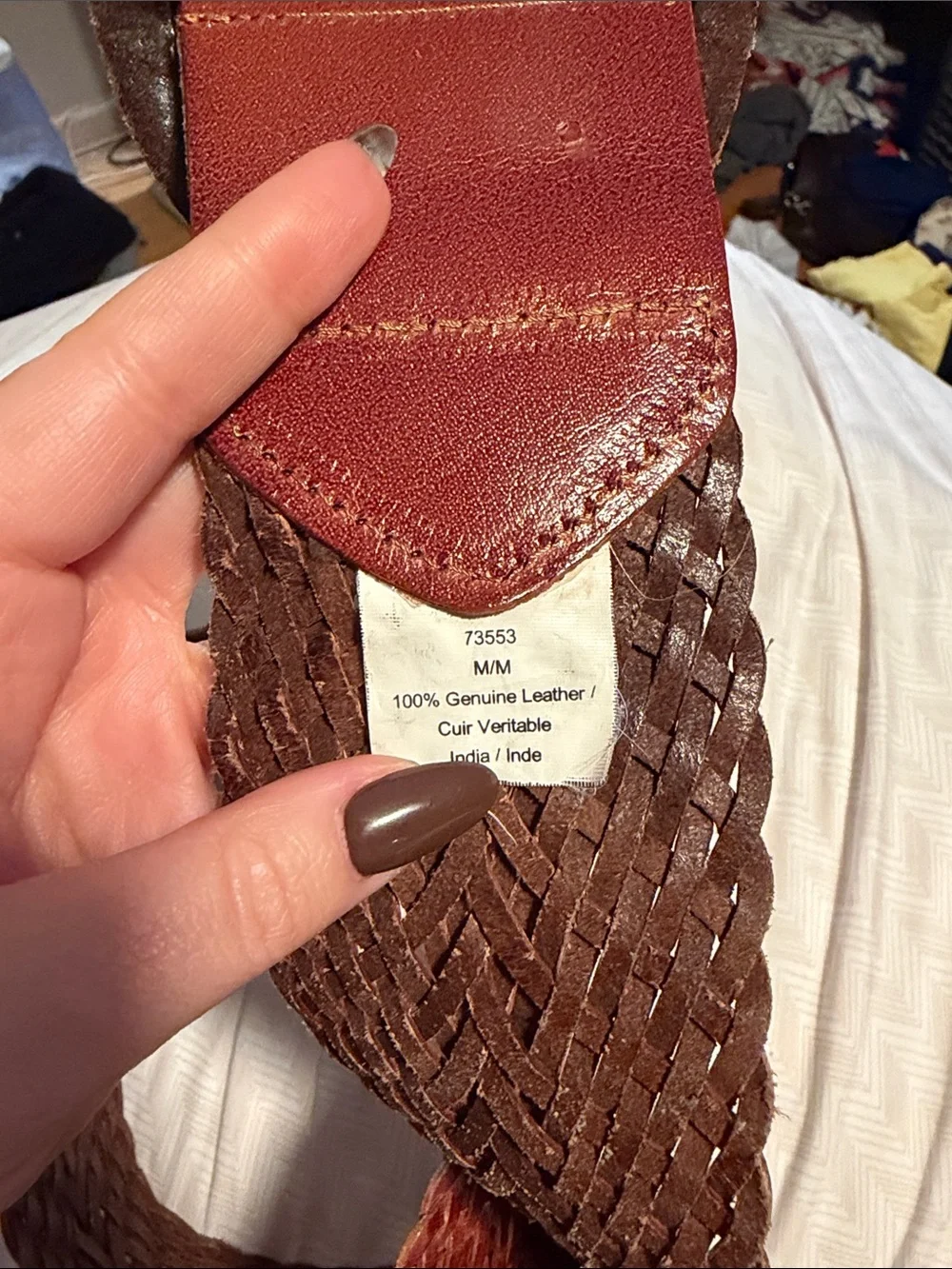 Women’s Thick Woven Leather Belt in Brown - Medium